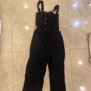 Black Button Detail Jumpsuit